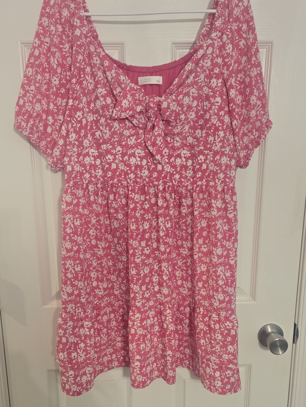 LC Lauren Conrad Pink Floral Tie-Front Mini Dress
